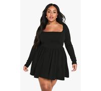 Womens Plus Corset Detail Skater Dress - Black - 18, Black