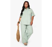 Womens Plus Cotton Poplin Wide Leg Trouser - Green - 24, Green
