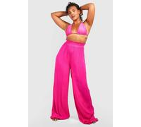 Womens Plus Crinkle Rayon Beach Trousers - Pink - 28, Pink