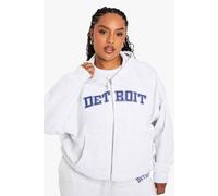 Womens Plus Detroit Zip Through Oversized Hoodie - Grey - 28, Grey