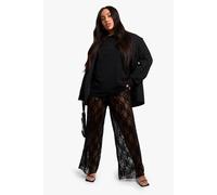 Womens Plus Lace Wide Leg Trousers - Black - 18, Black