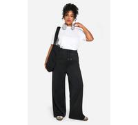 Womens Plus Low Rise Drawstring Waist Slouchy Dad Trouser - Black - 16, Black