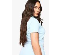 Womens Plus Miami Beach Fitted Top - Blue - 20, Blue