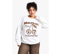 Womens Plus Mon Cheri Sweatshirt - White - 26, White