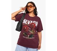 Womens Plus Nevada Red Dahlias Printed T-Shirt - 20, Red