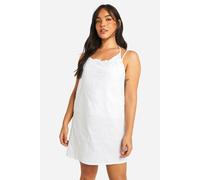 Womens Plus Pinstripe Strappy Cami And Short Pyjama Set - White - 26, White