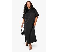 Womens Plus Satin Midaxi T-Shirt Dress - Black - 20, Black