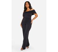 Womens Plus Scuba Bow Detail Bardot Jumpsuit - Black - 26, Black
