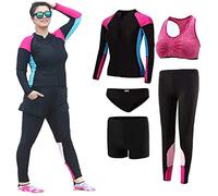 Womens Plus Size 4XL-5XL Wetsuit Large Size Wetsuits Short Front Zippered Top and Shorts Surfing Swimsuit Surfing Snorkeling Kayak,Pink,4XL