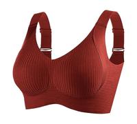 Women's Plus Size Bra with Wide Straps, Chest Support, no Need to Worry About Sagging, Seamless Women's Underwear (Brick Red, XXXXXL)