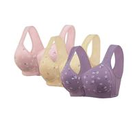 Women's Plus Size Bras for Women for 2025 Summer 3 Piece Set: Breathable Front Bra Full Support Wide Back No Underwire Everyday Sports (Q, 40)