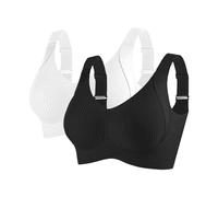Women's Plus Size Bras for Women Sports for Comfortable Ribbed Wireless Bralettes Adjustable Padded Everyday Bra 2PC (D, M)