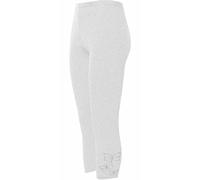Womens Plus Size Butterfly Sequin Leggings Ladies Stretch 3/4 Trousers Cropped Pants (White UK 20-22)