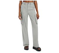 Women's Plus Size Cargo Pants, High Waisted Solid Color Casual Straight Palazzo Loose Fit Streetwear Chic And Elegant Classics Going Hiking Pants