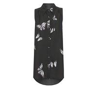 Womens Plus Size Chiffon Butterfly Design Ladies Sleeveless Uneven Hem Shirt Top Black 26 - 28