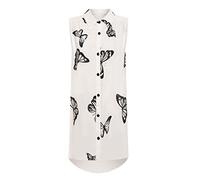 Womens Plus Size Chiffon Butterfly Design Ladies Sleeveless Uneven Hem Shirt Top Cream 16