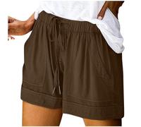 Womens Plus Size Comfy Drawstring Casual Elastic Waist Pocket Loose Shorts Pants