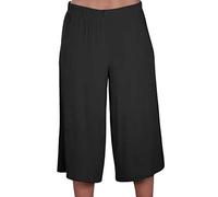 Womens Plus Size Cropped Plain Elasticated Waist Stretch Ladies Mini Culottes Shorts Black 28 - 30