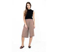 Womens Plus Size Cropped Plain Elasticated Waist Stretch Ladies Mini Culottes Shorts Mocha 20 - 22