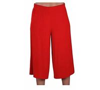 Womens Plus Size Cropped Plain Elasticated Waist Stretch Ladies Mini Culottes Shorts Red 24 - 26