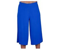 Womens Plus Size Cropped Plain Elasticated Waist Stretch Ladies Mini Culottes Shorts Royal Blue 16-18