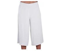 Womens Plus Size Cropped Plain Elasticated Waist Stretch Ladies Mini Culottes Shorts White 16-18
