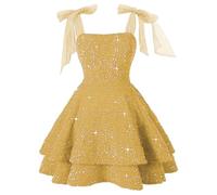 Women's Plus Size Evening Dress, Sleeveless Chic and Elegant Lace-Up Sequined Dress Solid Colour Sexy Line Cocktail Dress for Carnival Prom Party