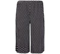 Womens Plus Size Floral Spot Paisley Print Ladies Stretch Elasticated Waist Wide Leg Culottes Shorts White Spot 20-22