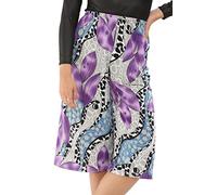 Womens Plus Size Floral Spot Paisley Print Ladies Stretch Elasticated Waist Wide Leg Culottes Shorts (24-26, Jade Green)