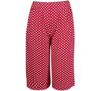 Womens Plus Size Floral Spot Paisley Print Ladies Stretch Elasticated Waist Wide Leg Culottes Shorts Red Spot 12-14