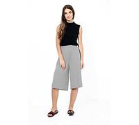 Womens Plus Size Floral Spot Paisley Print Ladies Stretch Elasticated Waist Wide Leg Culottes Shorts (24-26, Grey)