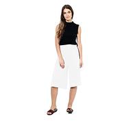 Womens Plus Size Floral Spot Paisley Print Ladies Stretch Elasticated Waist Wide Leg Culottes Shorts (12-14, Cream)