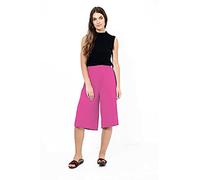 Womens Plus Size Floral Spot Paisley Print Ladies Stretch Elasticated Waist Wide Leg Culottes Shorts (24-26, Cerise)