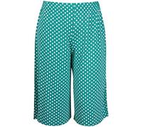 Womens Plus Size Floral Spot Paisley Print Ladies Stretch Elasticated Waist Wide Leg Culottes Shorts Jade Spot 24-26