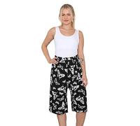 Womens Plus Size Floral Spot Paisley Print Ladies Stretch Elasticated Waist Wide Leg Culottes Shorts (as8, Numeric, Numeric_24, Numeric_26, Regular, Regular, Butterfly Print)
