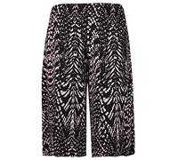Womens Plus Size Floral Spot Paisley Print Ladies Stretch Elasticated Waist Wide Leg Culottes Shorts Black and Brown 20-22