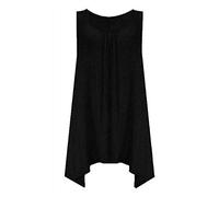 Womens Plus Size Hanky Hem Ladies Long Sleeveless Scoop Neck Flared Tunic Top UK 8-26 (Black UK 24-26)