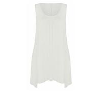 Womens Plus Size Hanky Hem Top Ladies Sleeveless Scoop Neck Flared Swing Vest Top White UK 20-22