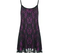 Womens Plus Size Lace Chiffon Sheer Lined Strappy Sleeveless Swing Vest - Black Purple - 28-30