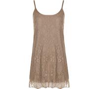 Womens Plus Size Lace Chiffon Sheer Lined Strappy Sleeveless Swing Vest - Mocha - 20-22