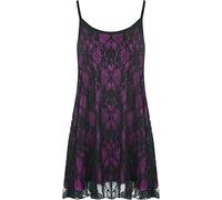 Womens Plus Size Lace Chiffon Sheer Lined Top Ladies Strappy Sleeveless Party Wear Swing Vest Top 12-30 Black/Purple