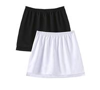 Women's Plus Size Layering Fake Top Lower Sweep Skirt, Cotton A-line Mini Skirt Half-Length Shirt Extender, 87#(black+white), XXL-3XL