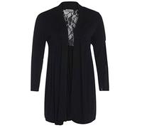 Womens Plus Size Long Floral Lace Back Long Sleeve Cardigan Black 16/18