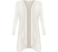 Womens Plus Size Long Sleeve Plain Cardigan Womens Open Waterfall Top Cream 16/18