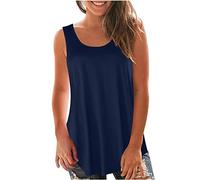 Women's Plus Size Loose V-Neck Sleeveless T Shirts UK Sale Clearance Dot T Shirts Baggy T-Shirt Sports Gym Work Shirts Strappy Casual Loose Summer Tee Top Blouse Tunic Ladies Navy