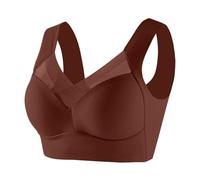 Women's Plus Size Non Wired Sports Bra for Yoga & Fitness - Full Coverage, Mesh Insert for Breathability, Sizes from L to 6XL Coffee