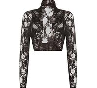 Womens Plus Size Open Front Bolero Sweater Floral Lace Shrug Top Ladies Fashion Wear Long Sleeve Cardigan Top Black UK 18