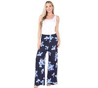 Womens Plus Size Paisley Spot Print Ladies Elasticated Waist Wide Leg Palazzo Pants Trousers (as8, Numeric, Numeric_16, Numeric_18, Regular, Regular, Navy Turquoise Lilly)