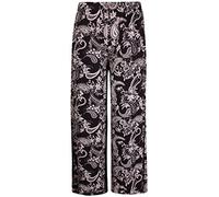 Womens Plus Size Paisley Spot Print Ladies Elasticated Waist Wide Leg Palazzo Pants Trousers Black & Mocha Paisley 12-14