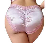 Women's plus size panties petitdoll silky feel soft satin knickers lace detail Sissy CD SIZE 3XL, UK 22, A great little addition to your panties/knickers/briefs/lingerie drawer Pink